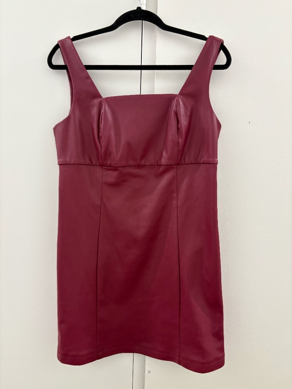 The Drop vegan leather mini dress size M